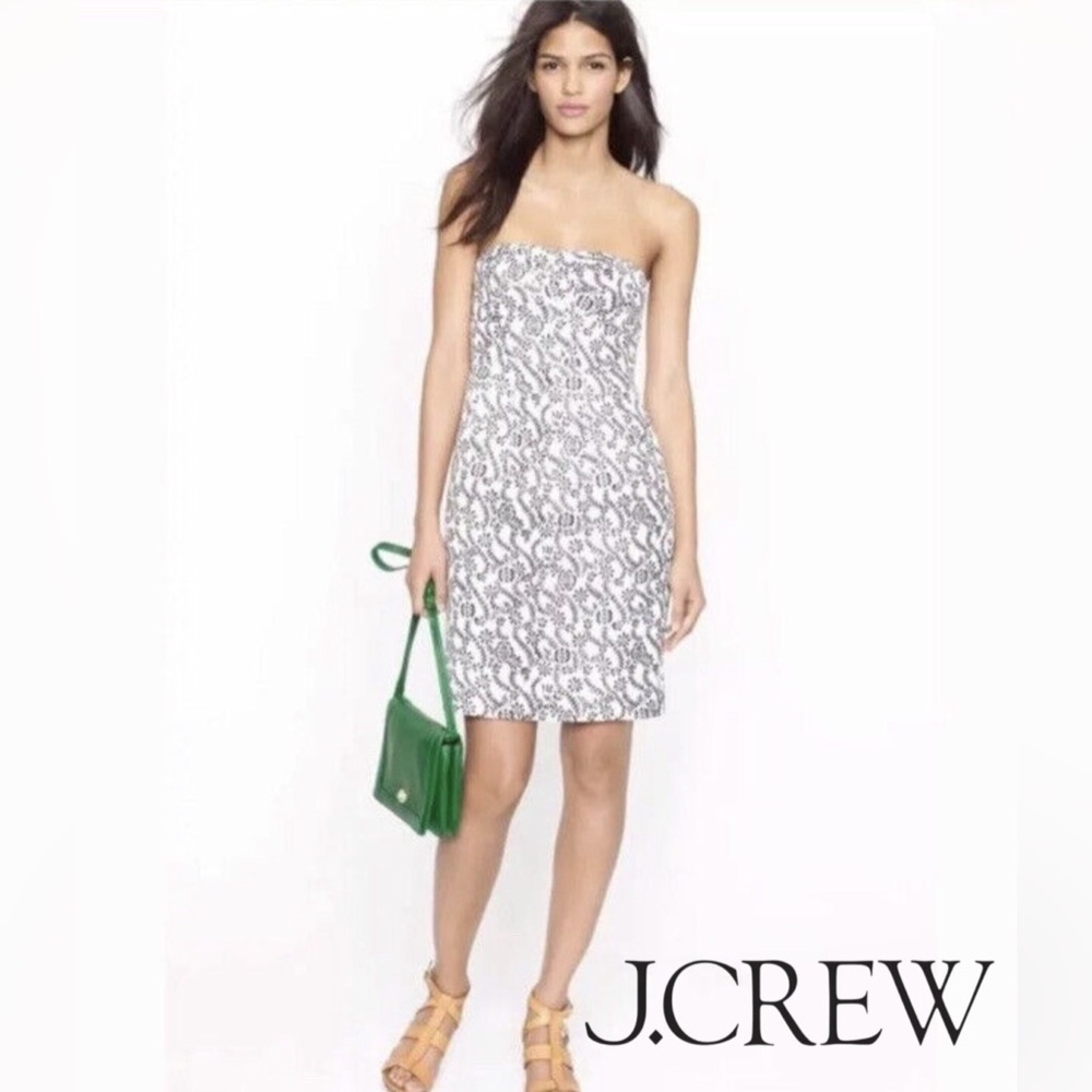 JCREW Black And White Floral Rambling Rose Ella Dress Size 10